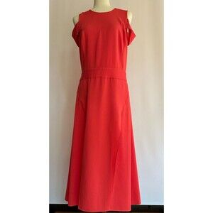 Halston Heritage Poppy Cold Shoulder Crepe Dress with hidden zipper Sz 8